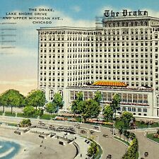 The Drake Hotel Lake Shore Drive Upper Michigan Ave Chicago IL Postcard 1942 picture