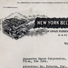 1927 New York Belting Packing Letterhead Rubber Diamond Trademark Skenandoa picture