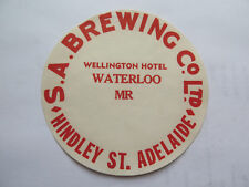  SA BREWING Co WELLINGTON HOTEL BEER KEG LABEL c1970s WATERLOO SOUTH AUSTRALIA picture