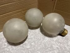 3 VTG GE MAZDA 3” GLOBE LIGHT BULBS- WORKING-25W FROSTED ATQ picture