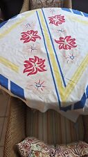1950's Vintage Printed Cotton Table Cloth 52x52 Square floral  picture