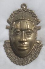 Mid-century Benin Brass Tribal Mask 7lbs picture