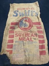 Vtg Swift’s Soybean Meal Empty Burlap Sack Bag picture
