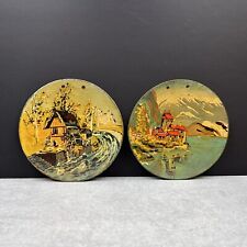 Vintage Pair of Japanese Wall Decor Plates Plaque Hand Painted 5
