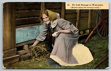 Vintage Postcard WI Racine Woman Gathering Eggs c1912 Divided Back Humor ~7636 picture