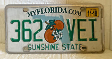 FLORIDA License Plate 362 VEI Sunshine State (2018) - Great Cond picture