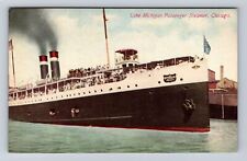 Chicago IL-Illinois, Lake Michigan, Passenger Steamer, Antique Vintage Postcard picture