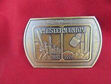 492.  Original Vintage (1851) 1976 Western Union 125th Year Brass Belt Buckle  picture