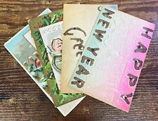 4 Antique Early 1900’s Happy New Years Embossed 3D Glitter Postcards NOT USED 63 picture