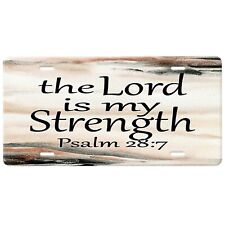 Psalm 28:7-The Lord Is My Strength-Christian License Plate-Black Quote-Cream,Tan picture