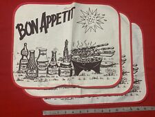 Vintage French Bon Appetit French Barbecue Pop Art Placemats picture
