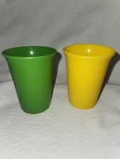 Set of 2 Vintage Tupperware #109 Classic Bell Tumblers Yellow Green picture