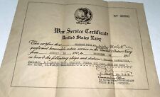 Rare Antique American US Navy Sailor Charles Cook War Service Certificate WWI picture
