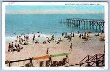 1937 REHOBOTH BEACH DELAWARE BATHING BEACH PIER CABANAS VINTAGE POSTCARD picture