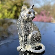 Pierced Silver Plate Cat Christofle France Lumiere Figurine 3.5