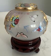 Vtg Chinese Reverse Painted Butterfly Interior Glass Dragon Metal Overlay Jar picture