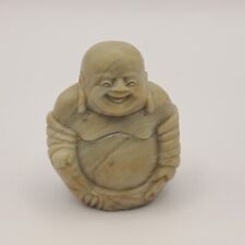 Vtg Carved Soapstone Sitting Buddha Figure Smiling Laughing 2.5