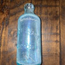 Antique Blob Hutchinson Vintage Soda - A. Mette & Bro Chicago Aqua Blue picture