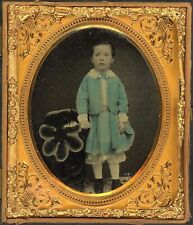 BOY DECKED OUT IN TURQUOISE SKIRT AND JACKET WEARING BLOOMERS AMBROTYPE picture