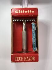 Vintage 1950’s Gillette TECH razor, 3 Piece Razor, DE, Safety Razor, Made in U.K picture