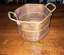 Vintage/Antique HANDMADE HAMMERED SEAMED COPPER POT With Brass Handles -Turkey picture