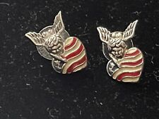 Vintage Catholic Religious OLD ANGEL EARRINGS PATRIOTIC  4Th Of July JEWELRY picture