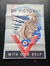 1943 WW2 USA AMERICA RAAF PILOT PLANE AIRCRAFT VICTORY WAR PROPAGANDA POSTER B38 picture