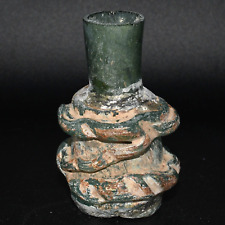 Rare Ancient Roman Glass Bottle Vessel with Iridescent Patina Circa 1st Century picture