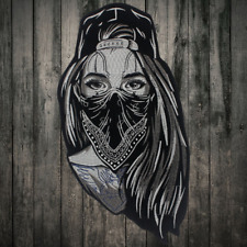 Veiled Girl Patch Large Size Biker Stickers Embroidered Iron on for Women Rock picture