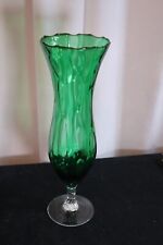 VINTAGE Empoli Art Glass Green Pedestal 10 Tall Vase picture