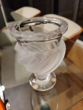 LALIQUE Ermenonville Swirl Pattern, Footed Vase. Frosted & Clear Crystal 5 5/8”. picture