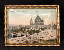Vintage Framed Colored Postcard of Berlin Gilt, Convex Glass Souvenir 8 x 6 in picture