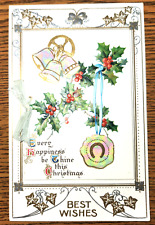 BB London Xmas Best Christmas Wishes Booklet Postcard Mother Of Pearl Inlay X517 picture