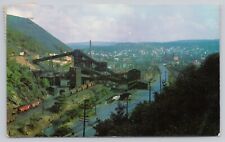Wilkes-Barre Pennsylvania, Coal Mining Breakers Railroad Train, Vintage Postcard picture