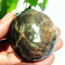 Natural Stone Black Moonstone Crystal Palm Reiki Stone picture