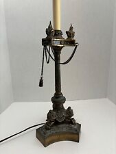 Neo-classical Style Vintage Empire Column Lamp Paw Feet Flames Wreath Finial picture
