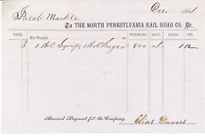1861 BILL HEAD RECEIPT - THE NORTH PENNSYLVANIA RAIL ROAD CO. - JACOB MARKLE picture
