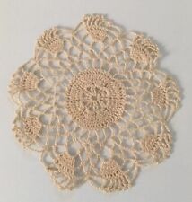 Vintage Round Scalloped Crocheted Ecru Doily 5” picture