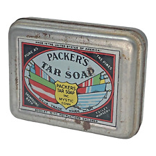 VINTAGE PACKER'S TAR SOAP Tin Holder Case Mystic Conn picture