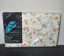 Fieldcrest Perfection Flat Sheet Double Full Sized USA Vintage Floral (54x75) picture