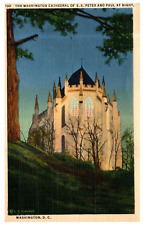 Washington DC Washington Cathedral at Night c.1939 Vintage Linen Postcard-Z2-11 picture