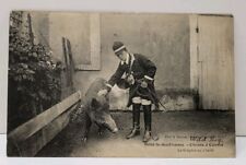 RPPC Officer Chasing a Wild Hog 1919 Soldiers Mail US Illinois ID'D Postcard B13 picture