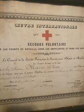 1870 French Certificate. Guerre de 1870 : diplome,  d'une infirmière 1870 picture