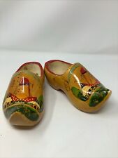 Vintage Holland Dutch Wooden Shoes Clogs Hand Painted  picture