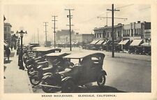 1910s Postcard; Glendale CA Brand Blvd, Street Scene w/ Model T Cars, T. Sohmer picture