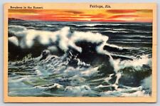 Alabama Fairhope Breakers in the Sunset Vintage Postcard POSTED picture
