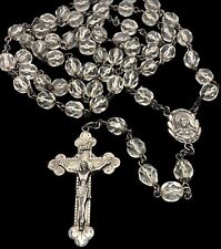 VINTAGE “CREED” STERLING SILVER AND Faceted CRYSTAL  33” ROSARY 51.2grams picture