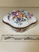 Large  French Style Porcelain Hinged Dresser Jewelry Box Hand Painted 7.25”x5.25 picture
