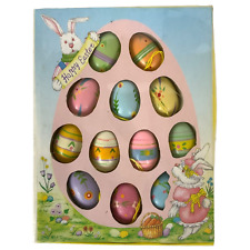 Easter Egg Mini Ornaments Set of 12 Hand Painted Wooden Pastel Spring Decor picture