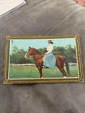VINTAGE COLOR POSTCARD THE PRIZE WINNER LADY ON HORSE 1910 picture
